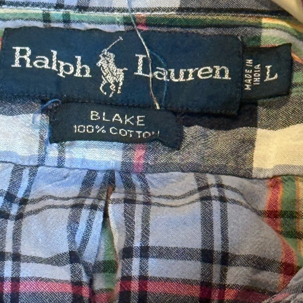 Polo Ralph Lauren Lot of 2 Large Blue Plaid Short Sleeve and Teal T shirt - Picture 12 of 16